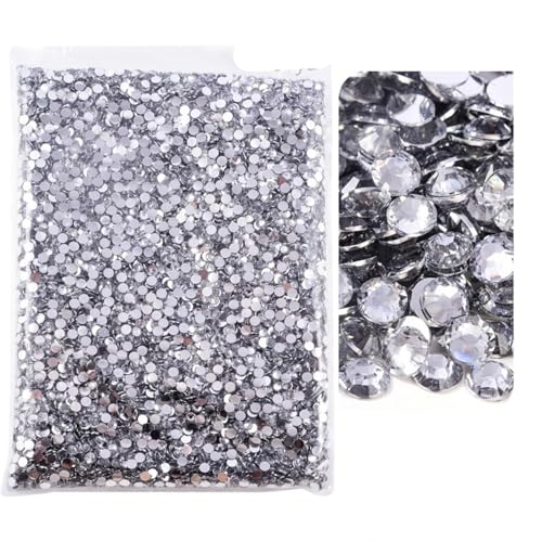JTKSSCS Hotfix Strasssteine Flatback-Silberunterseite-Harz, Nicht Hotfix-Strasssteine ​​im großen Paket, Glitzerkristalle und Strass(1 Crystal-Silver,6mm SS30-5000pcs) von JTKSSCS