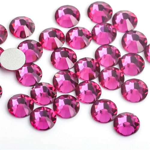 JTKSSCS Hotfix Strasssteine Hell-dunkelrote Kristall-Glitzer-Nagelkunst-Strasssteine ​​SS3-SS30 Glaskristalle, Nicht HotFix-Nagelkunst-Dekorationen(Fuchsia,Mix Sizes 1440pcs) von JTKSSCS