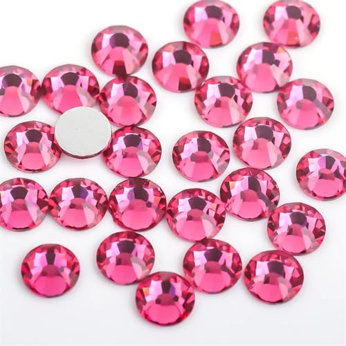 JTKSSCS Hotfix Strasssteine Hell-dunkelrote Kristall-Glitzer-Nagelkunst-Strasssteine ​​SS3-SS30 Glaskristalle, Nicht HotFix-Nagelkunst-Dekorationen(Rose,SS6 1440pcs) von JTKSSCS
