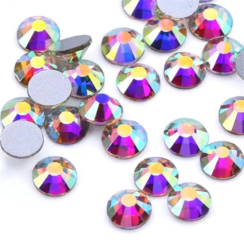 JTKSSCS Hotfix Strasssteine Kristall-AB-Glas-Nagelkunst-Dekorationen, Glas, Nicht HotFix-Nagelkunst-Strasssteine(CrystalAB ss10 1440) von JTKSSCS