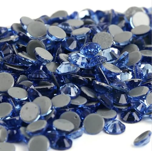 JTKSSCS Hotfix Strasssteine Kristall-AB-Hotfix-Strasssteine, Glas-Hotfix-Strasssteine ​​zum Aufbügeln for Nagelkunst, Nähen, Stoffdekoration(Lt.Sapphire,Ss10 1440pcs) von JTKSSCS