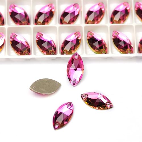 JTKSSCS Hotfix Strasssteine Navette Button Rose Kristalle Strass Flatback Nähen 2 Löcher Keine Hotfix Strasssteine ​​für DIY Kleidungsstück Hochzeitskleid(9x18mm-72pcs) von JTKSSCS