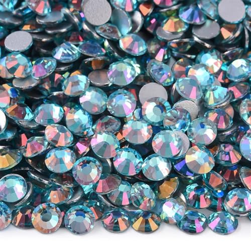 JTKSSCS Hotfix Strasssteine SS3-SS34 Glitzer, Nicht Hotfix-Strasssteine, Edelsteine, Glas, Flache Rückseite, Diamant for Nagelkunst, Nagel-Charms, Kleid(Aquamarine Light,SS30-2880pcs) von JTKSSCS