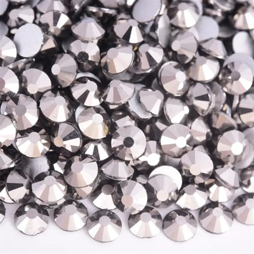 JTKSSCS Hotfix Strasssteine Schwarze Glas-Strass-Nagelkunst-Strasssteine ​​mit Flacher Rückseite, Jet-Kleber auf Steinen, Nicht Hotfix-Strasssteine ​​für Nagelkunst-Dekorationen(Hematite,SS4-1440pcs) von JTKSSCS