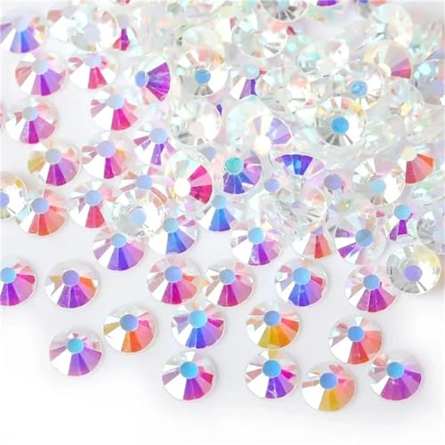 JTKSSCS Hotfix Strasssteine Super glitzernde Kristall-AB-Strasssteine, Nicht Hotfix, for Nähen, for Stoffe, Kleidungsstücke, Nagelkunst, Strassdekorationen(Clear,Ss40 144pcs) von JTKSSCS
