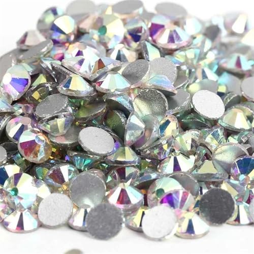JTKSSCS Hotfix Strasssteine Super glitzernde Kristall-AB-Strasssteine, Nicht Hotfix, for Nähen, for Stoffe, Kleidungsstücke, Nagelkunst, Strassdekorationen(Crystal AB,Ss50 144pcs) von JTKSSCS