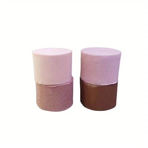 JTKSSCS Krepppapier Schimmernde Quasten-Luftschlangen aus Krepppapier in Roségold, langlebig, vielseitige Dekoration for Hochzeiten, Geburtstage und mehr, 4 Rollen, 24 m lang(4rolls Rose Golden) von JTKSSCS