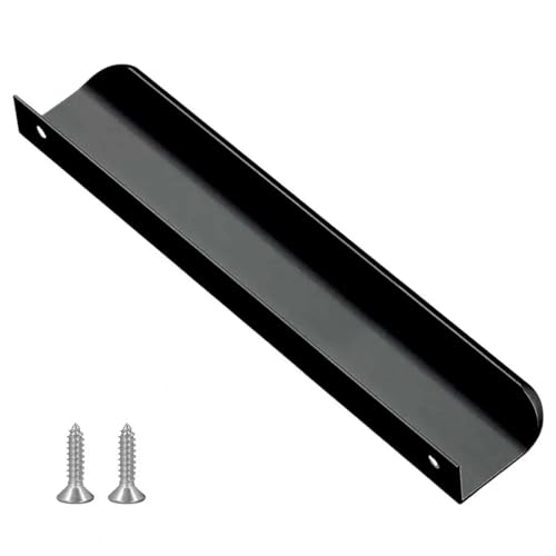 JTKSSCS Schrankgriffe Versteckte Schrankgriffe, Schränke, Schubladen aus Aluminiumlegierung, Kleiderschrankgriffe, abgerundete Kante, verdeckter Griff, Möbelgriff(Black,8 cm) von JTKSSCS