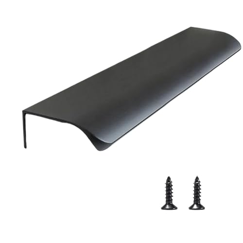 JTKSSCS Schrankgriffe Versteckter Griff, Küchenschrank-Möbelgriffe, Schwarze Schrank-Schubladengriffe, Kleiderschrank-Türknöpfe, verhindert Kratzer mit Schraube(Black 300mm) von JTKSSCS
