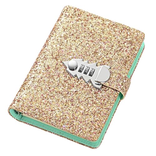 JTKSSCS Tagebuch Mit Schloss 185 * 135mm 260 Seiten Pailletten Code Notebook Tagebuch Schloss Dicke Handbuch Büro Schule Schreibwaren Exquisite Geschenk Passwort notizblock(Golden) von JTKSSCS