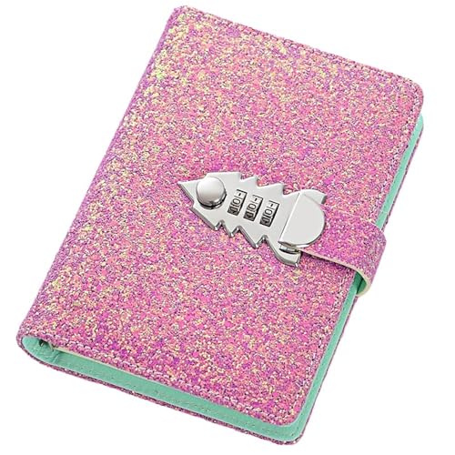 JTKSSCS Tagebuch Mit Schloss 185 * 135mm 260 Seiten Pailletten Code Notebook Tagebuch Schloss Dicke Handbuch Büro Schule Schreibwaren Exquisite Geschenk Passwort notizblock(Pink) von JTKSSCS