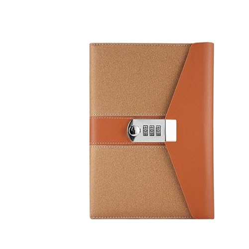 JTKSSCS Tagebuch Mit Schloss 200 Seiten Notizbuch, Passwortbuch, geheimes Tagebuch, Passwortsperre, Notizbuch, Notizblock, Schule, Büro, Schreibwaren, Kindergeschenke(Brown) von JTKSSCS