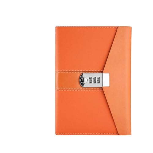 JTKSSCS Tagebuch Mit Schloss 200 Seiten Notizbuch, Passwortbuch, geheimes Tagebuch, Passwortsperre, Notizbuch, Notizblock, Schule, Büro, Schreibwaren, Kindergeschenke(Orange) von JTKSSCS