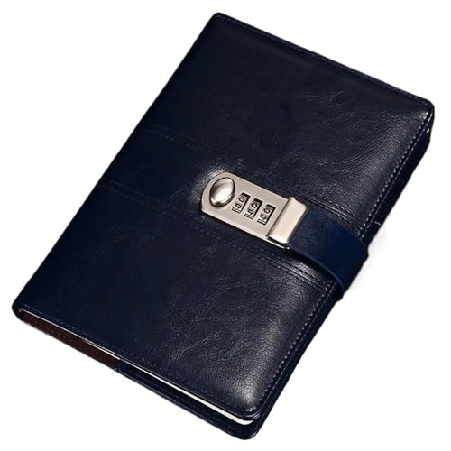JTKSSCS Tagebuch Mit Schloss 9 Arten von Leder-Passwort-Notizbüchern mit Schloss, größere Größe 21,8 cm x 17,8 cm, Schreibblöcke, abschließbarer Notizblock, Tagebuch(GREY) von JTKSSCS