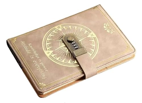 JTKSSCS Tagebuch Mit Schloss A5 200 Seiten Notebook Retro Passwort Buch Mit Schloss Tagebuch Bindemittel Verdickt Kreative Hand Ledger Student Notizblock Schreibwaren(Meat powder) von JTKSSCS