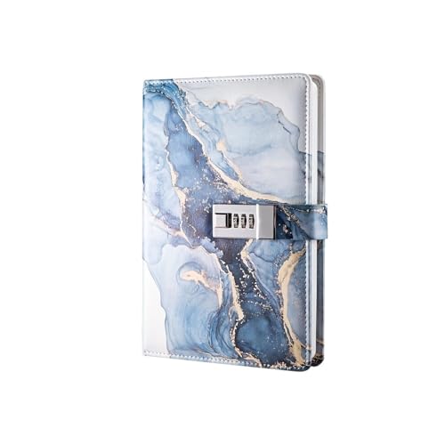 JTKSSCS Tagebuch Mit Schloss A5 Mode Passwort Buch mit Schloss Journal kreative Journal Buch Student Notizblock Briefpapier Notebook(Deep Blue) von JTKSSCS