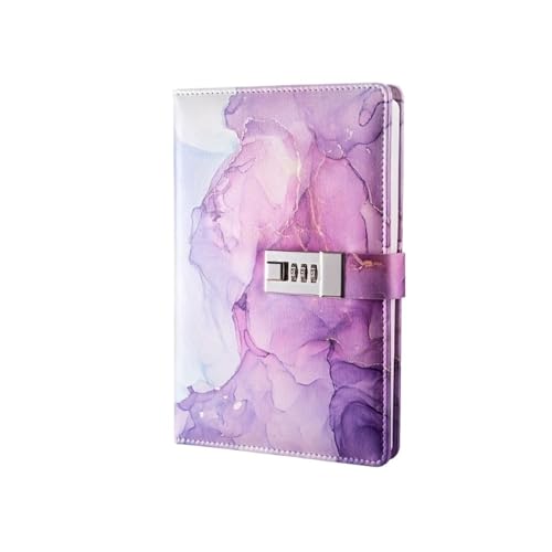 JTKSSCS Tagebuch Mit Schloss A5 Mode Passwort Buch mit Schloss Journal kreative Journal Buch Student Notizblock Briefpapier Notebook(Purple) von JTKSSCS