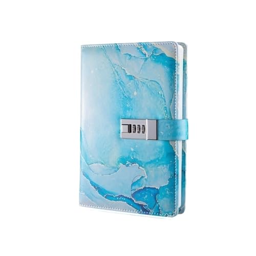 JTKSSCS Tagebuch Mit Schloss A5 Mode Passwort Buch mit Schloss Journal kreative Journal Buch Student Notizblock Briefpapier Notebook(Sky Blue) von JTKSSCS
