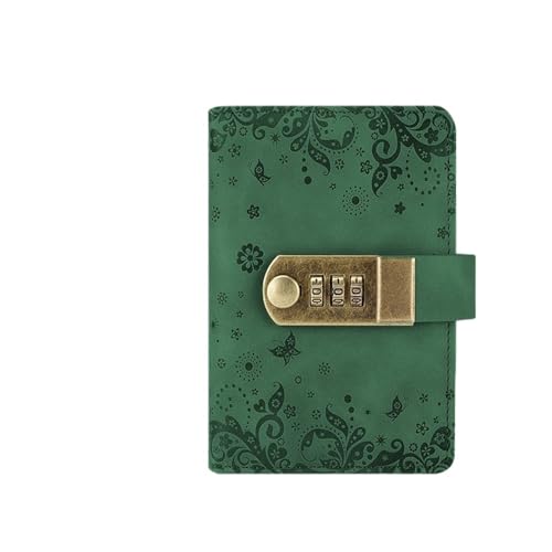 JTKSSCS Tagebuch Mit Schloss A7 240 Seiten Tagebuch, Passwortbuch mit Schloss, Notizblock, kleine Schreibwaren-Notizbücher und Notizblöcke, Planer-Notizbuch, Retro-Schreibblöcke(Green) von JTKSSCS