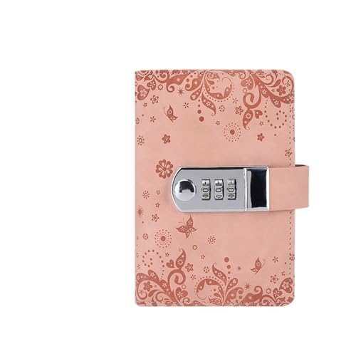 JTKSSCS Tagebuch Mit Schloss A7 240 Seiten Tagebuch, Passwortbuch mit Schloss, Notizblock, kleine Schreibwaren-Notizbücher und Notizblöcke, Planer-Notizbuch, Retro-Schreibblöcke(Pink) von JTKSSCS