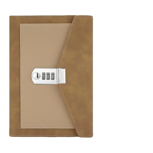 JTKSSCS Tagebuch Mit Schloss Buch mit geheimen Notizen, dreifach gefaltet, for Schule, Passwort, Büro, Notizbuch, Zubehör, Agenda, Schloss, Notizblock, Besprechungstagebuch, Schüler(Brown) von JTKSSCS