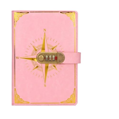 JTKSSCS Tagebuch Mit Schloss Retro Notebook Passwort Pad Mit Schloss A5 Tagebuch Verdickt Kreative Handbuch Student Note Briefpapier Notebook Hand Ledger Notizblock(Pink) von JTKSSCS