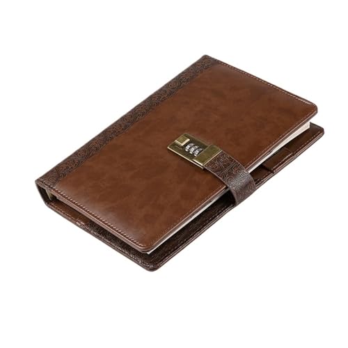 JTKSSCS Tagebuch Mit Schloss Tagebuch A5 Binder Notebook mit Schloss Spiral Journal Ringe Notizblock Skizzenbuch Vorhängeschloss Agenda Planer Schreibwaren Veranstalter Notizbuch(Chocolate) von JTKSSCS