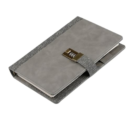 JTKSSCS Tagebuch Mit Schloss Tagebuch A5 Binder Notebook mit Schloss Spiral Journal Ringe Notizblock Skizzenbuch Vorhängeschloss Agenda Planer Schreibwaren Veranstalter Notizbuch(Grey) von JTKSSCS