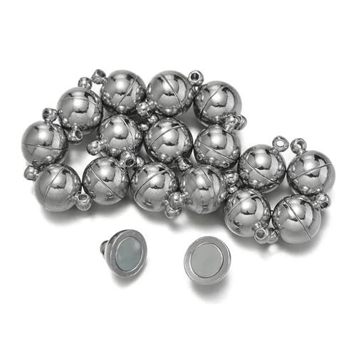 Magnetverschluss Kette 10 paar 6/8/10mm Runde Magnetische Anschlüsse Verschlüsse Magnet Charms End Kappe for DIY Schmuck Machen(Color 02,10mm) von JTKSSCS