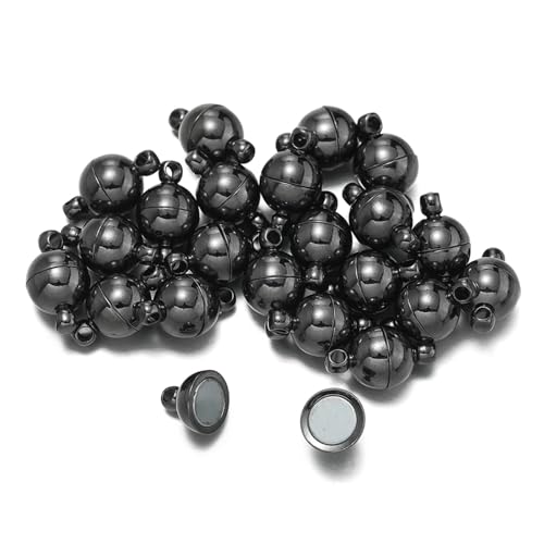 Magnetverschluss Kette 10 paar 6/8/10mm Runde Magnetische Anschlüsse Verschlüsse Magnet Charms End Kappe for DIY Schmuck Machen(Gun black,10mm) von JTKSSCS