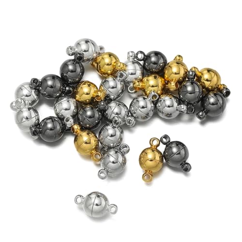 Magnetverschluss Kette 10 paar 6/8/10mm Runde Magnetische Anschlüsse Verschlüsse Magnet Charms End Kappe for DIY Schmuck Machen(Random mixed,10mm) von JTKSSCS