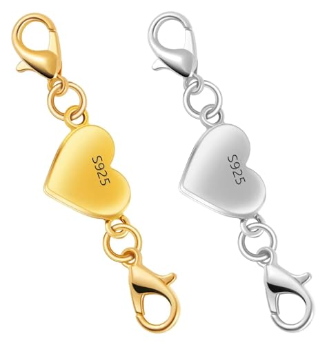 Magnetverschluss Kette 925 Silber Herzförmige Magnetische Halskettenverschlüsse und Verschlüsse, Verschlusskonverter for Schmuck(1gold 1silver) von JTKSSCS