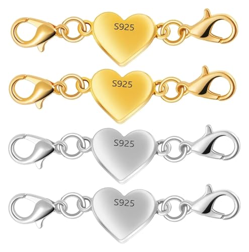 Magnetverschluss Kette 925 Silber Herzförmige Magnetische Halskettenverschlüsse und Verschlüsse, Verschlusskonverter for Schmuck(2gold 2silver) von JTKSSCS
