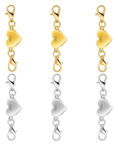Magnetverschluss Kette 925 Silber Herzförmige Magnetische Halskettenverschlüsse und Verschlüsse, Verschlusskonverter for Schmuck(3gold 3silver) von JTKSSCS