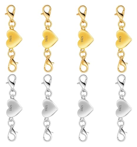 Magnetverschluss Kette 925 Silber Herzförmige Magnetische Halskettenverschlüsse und Verschlüsse, Verschlusskonverter for Schmuck(4gold 4silver) von JTKSSCS