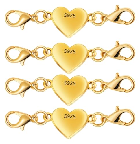Magnetverschluss Kette 925 Silber Herzförmige Magnetische Halskettenverschlüsse und Verschlüsse, Verschlusskonverter for Schmuck(4pcs Gold) von JTKSSCS