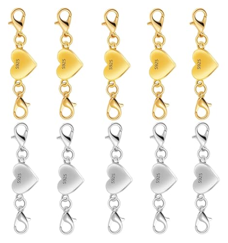 Magnetverschluss Kette 925 Silber Herzförmige Magnetische Halskettenverschlüsse und Verschlüsse, Verschlusskonverter for Schmuck(5gold 5silver) von JTKSSCS