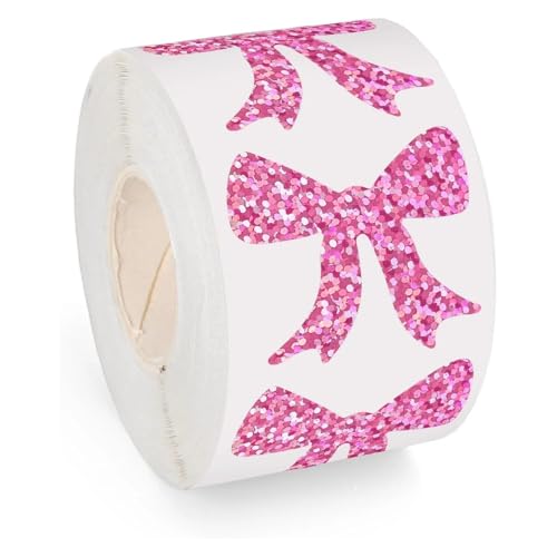 Sticker Rund 100–500 Stück Bowknot-Aufkleber, glitzerndes Verpackungsetikett for Belohnungs- und Geschenkverpackungen, Scrapbooking(QY2808-100pcs) von JTKSSCS