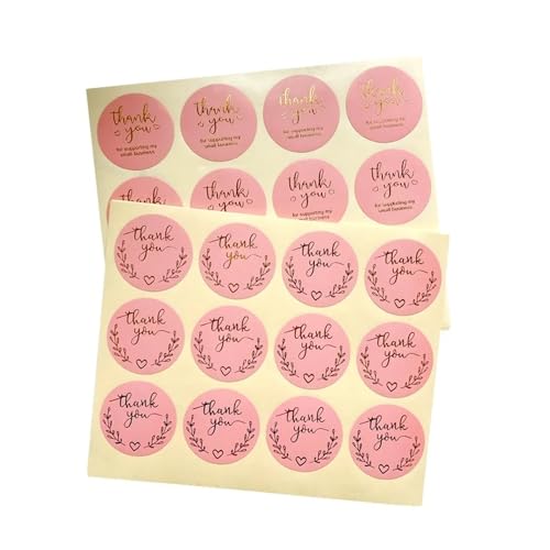 Sticker Rund 120 stücke Bronzing Aufkleber Rosa Weizen Ohr Liebe Runde Danke Selbst-adhesive Paket Versiegelung Label DIY 3,5 CM(Small business) von JTKSSCS