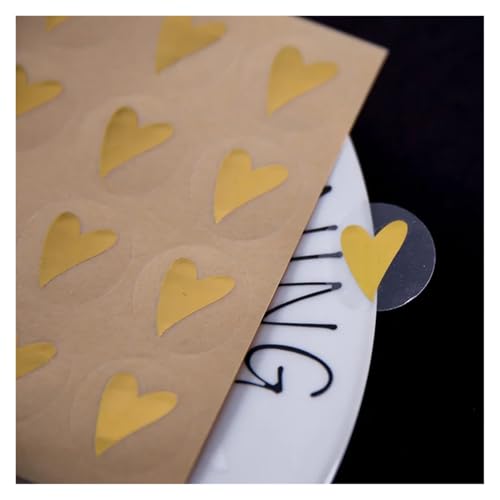 Sticker Rund 160 stücke Bronzing Herz Aufkleber Mond Kuchen Box Siegel Aufkleber Geschenk Taschen Verpackung PVC Papier Etiketten 2,5 cm(Clear PVC) von JTKSSCS