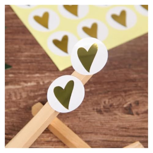 Sticker Rund 160 stücke Bronzing Herz Aufkleber Mond Kuchen Box Siegel Aufkleber Geschenk Taschen Verpackung PVC Papier Etiketten 2,5 cm(White paper) von JTKSSCS