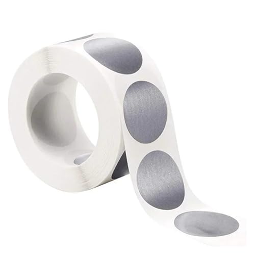 Sticker Rund 300 stücke Rolle Runde Silber Scratch Off Aufkleber 1 Zoll Etiketten Aufkleber for Party Aktivität Gefälligkeiten Schreibwaren von JTKSSCS