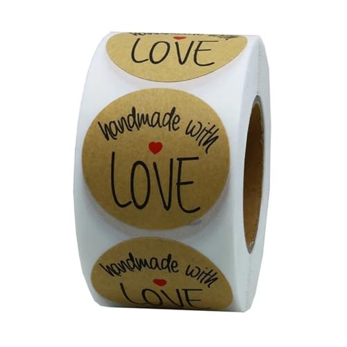 Sticker Rund 50 Stück Kraftpapier-Aufkleber, 25 mm, rund, selbstklebend, Etiketten, for Backen, for Hochzeit, Dekoration, Party-Dekoration(QY518-50pcs) von JTKSSCS