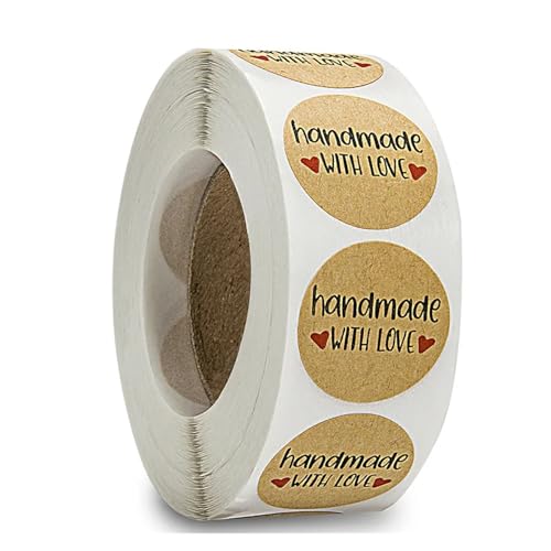 Sticker Rund 50 Stück Kraftpapier-Aufkleber, 25 mm, rund, selbstklebend, Etiketten, for Backen, for Hochzeit, Dekoration, Party-Dekoration(QY519-50pcs) von JTKSSCS