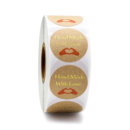Sticker Rund 50 Stück Kraftpapier-Aufkleber, 25 mm, rund, selbstklebend, Etiketten, for Backen, for Hochzeit, Dekoration, Party-Dekoration(QY562-50pcs) von JTKSSCS
