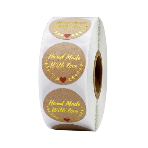 Sticker Rund 50 Stück Kraftpapier-Aufkleber, 25 mm, rund, selbstklebend, Etiketten, for Backen, for Hochzeit, Dekoration, Party-Dekoration(QY606-50pcs) von JTKSSCS
