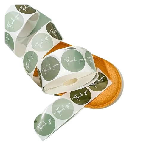 Sticker Rund 500 Aufkleber Danke selbstklebendes Papier 6 Farben Farbverlauf Grün Rund Stempel Siegel Siegeletikett von JTKSSCS