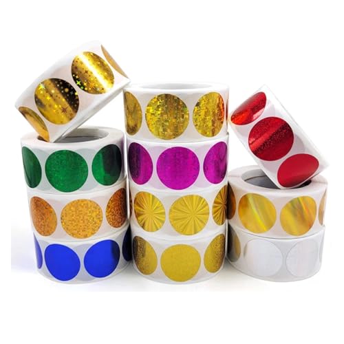 Sticker Rund 500 Stück Rolle Runde Farbetiketten Gold Silber Selbstklebende Aufkleber Etiketten for Umschlagversiegelung, Geschenkdekoration(QY1991) von JTKSSCS