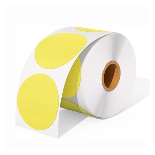 Sticker Rund 500 Teile/los 50mm Kreis Thermo-Aufkleber Label Selbstklebende Runde Direkt Thermo-Etikett for DIY Logo Design(Yellow) von JTKSSCS