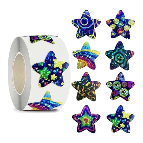 Sticker Rund 500PCS Selbst-adhesive Star Space Aufkleber Belohnung Dekorative Geschenke Mit Aufkleber Etiketten 1 Zoll(Color-02) von JTKSSCS